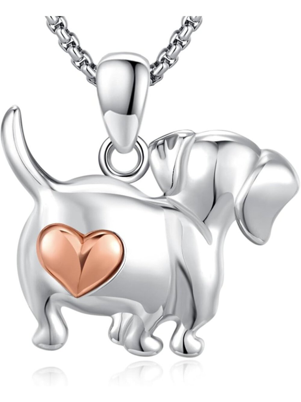 Cute Dachshund Necklace, 925 Sterling Silver Dog Pendant Jewelry Gift for Her